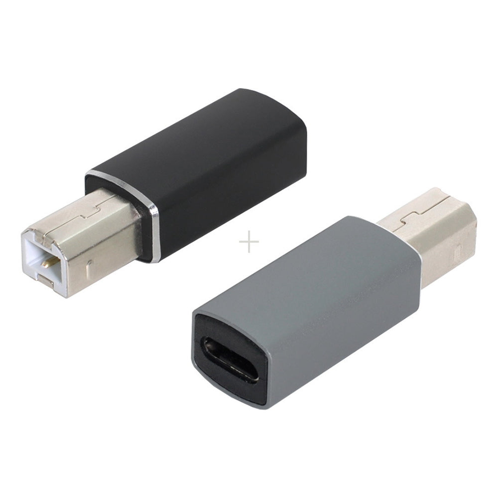 UC-163 2Pcs USB-C Female to USB-B Male Adapters Converter (Grey+Black)