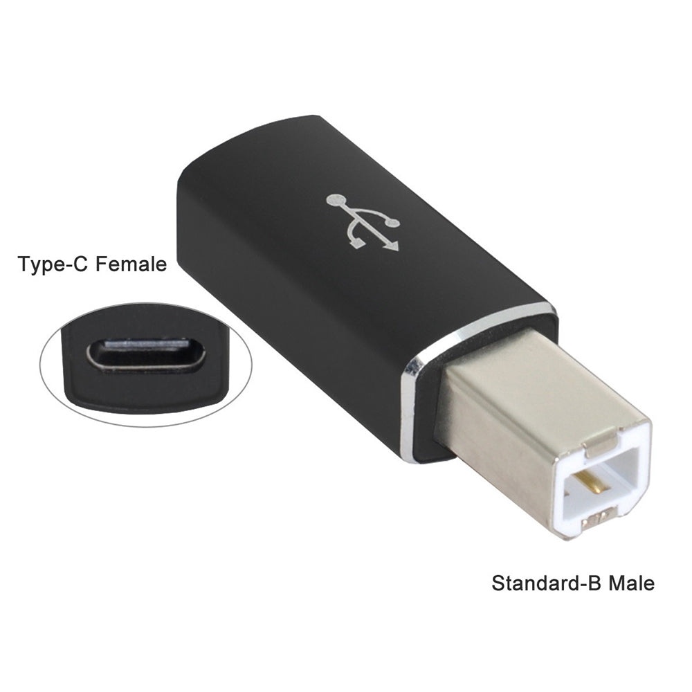 UC-163 2Pcs USB-C Female to USB-B Male Adapters Converter (Grey+Black)