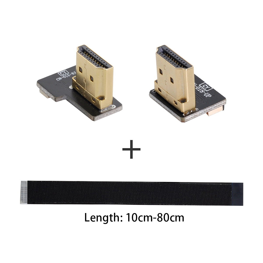 HD-206-RU-0.2M CN-018-RI/CN-018-UP/CN-019-0.2M Up Angled to Right Angled FPV HDMI Type A Male to HDMI Male HDTV FPC Flat Cable