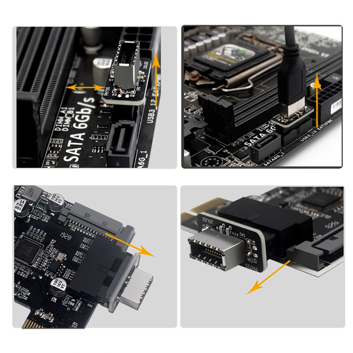 UC-069 Overmold USB 3.1 Front Panel Socket Key-A Type-E to USB 3.0 20Pin Header Male Extension Adapter