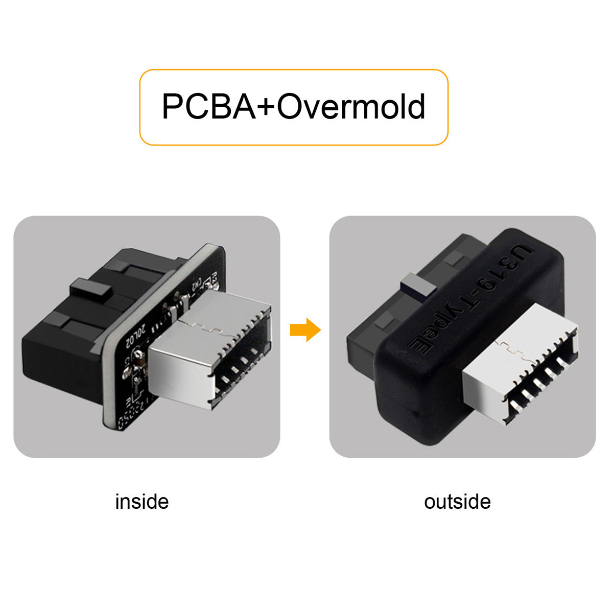 UC-069 Overmold USB 3.1 Front Panel Socket Key-A Type-E to USB 3.0 20Pin Header Male Extension Adapter