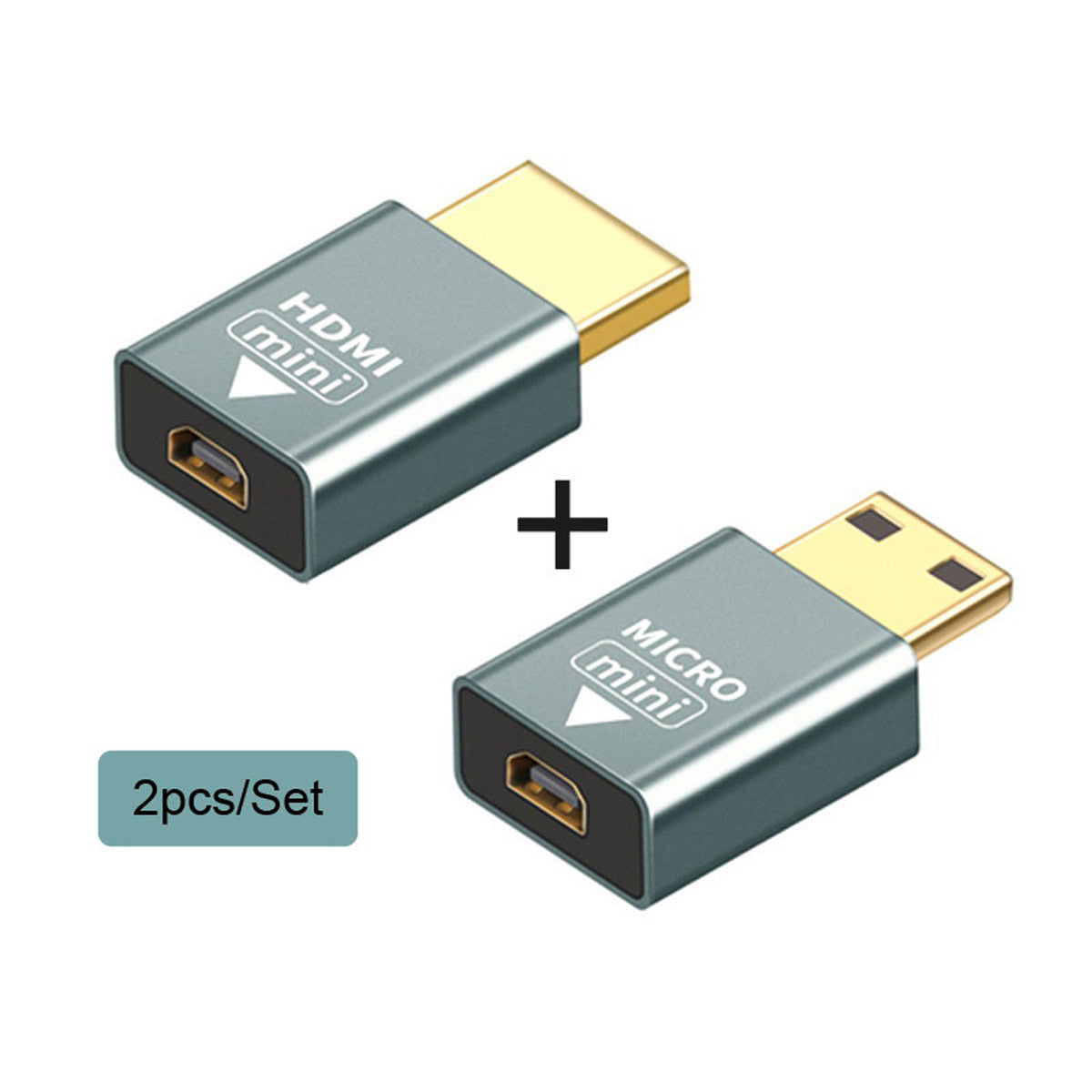 HD-018 2PCS Compatible Micro HDMI Female to Mini Male and HDMI 1.4 Male Adapter 4K 60hz