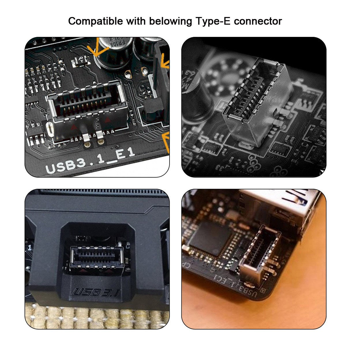 UC-013 3Pcs USB 3.1 Front Panel Header Female Type-E to Male Type-A and Type-C USB-C Motherboard Extension Data Angled Adapter