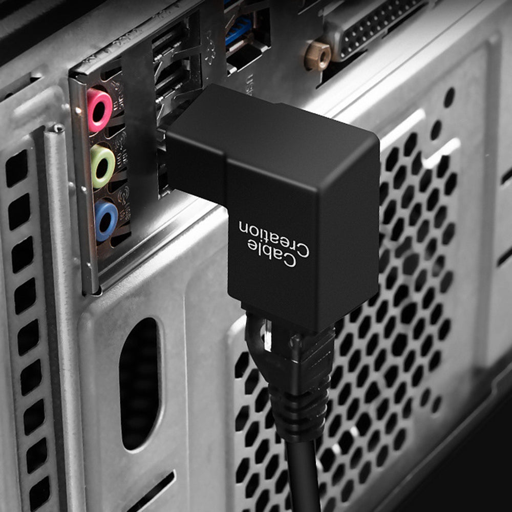 Cablecreation CL0101 90 Degrees RJ45 Adapter Male to Female Right Angle Ethernet Socket Network Cable Connector