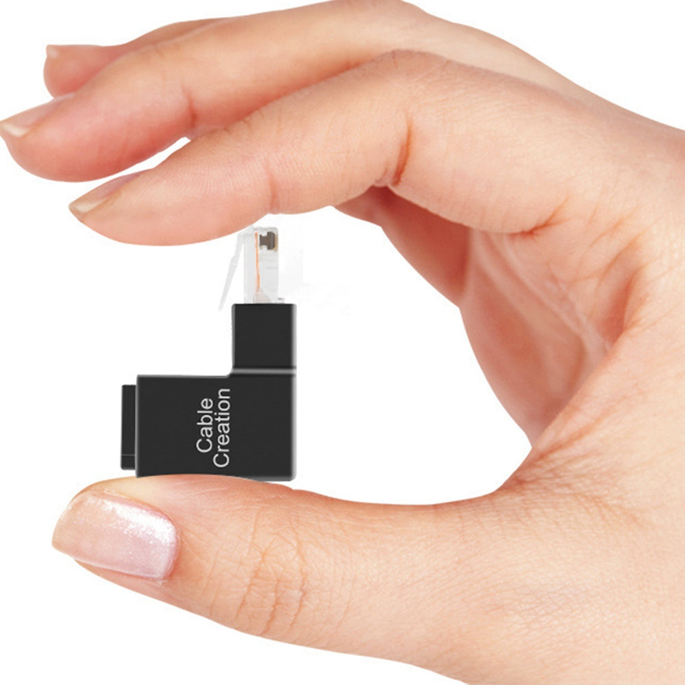 Cablecreation CL0101 90 Degrees RJ45 Adapter Male to Female Right Angle Ethernet Socket Network Cable Connector