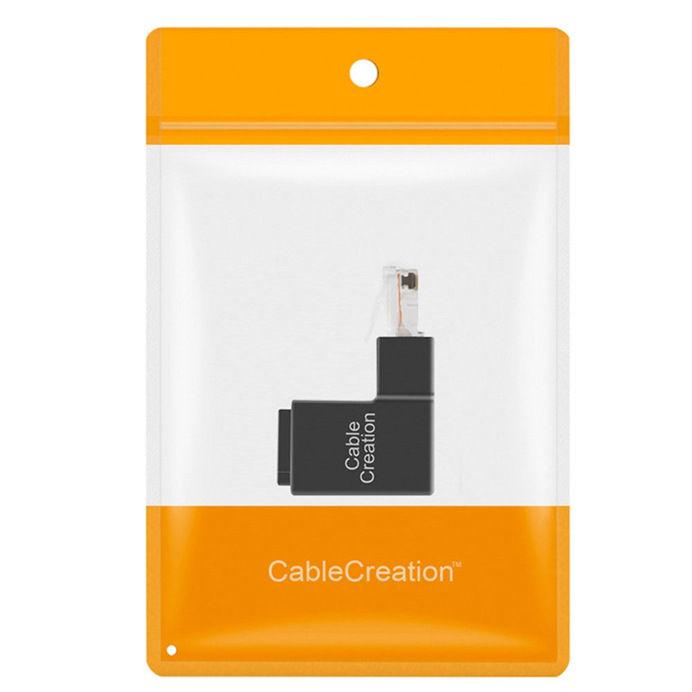Cablecreation CL0101 90 Degrees RJ45 Adapter Male to Female Right Angle Ethernet Socket Network Cable Connector