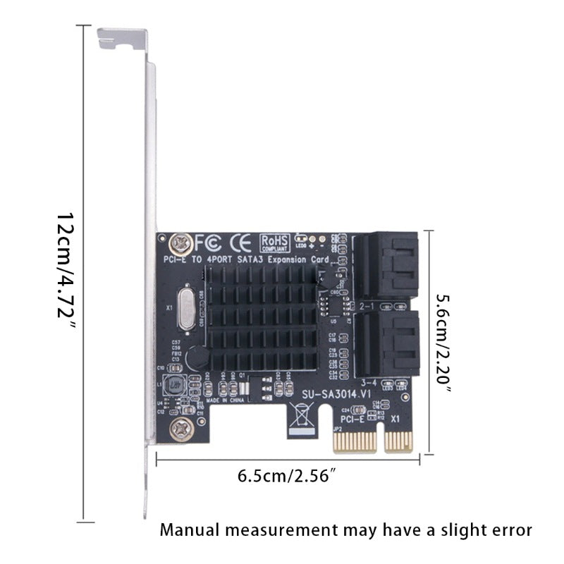 SATA PCIe Card Adapter 4 Ports SATA III to PCI Express 3.0 X1 Controller Expansion Card for HDD