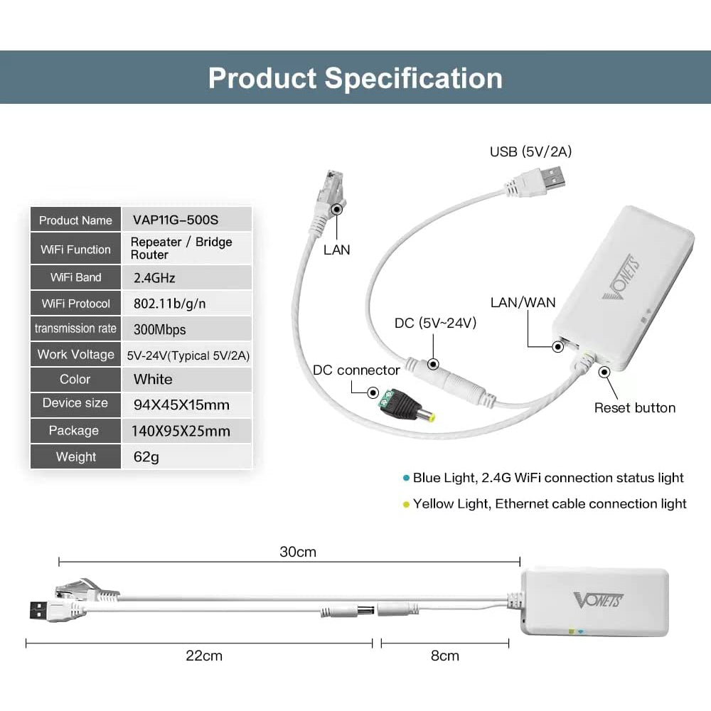 VAP11G-500S Industrial High Power 2.4GHz WiFi Bridge / Wireless Router / Ethernet WiFi to Ethernet Adapter