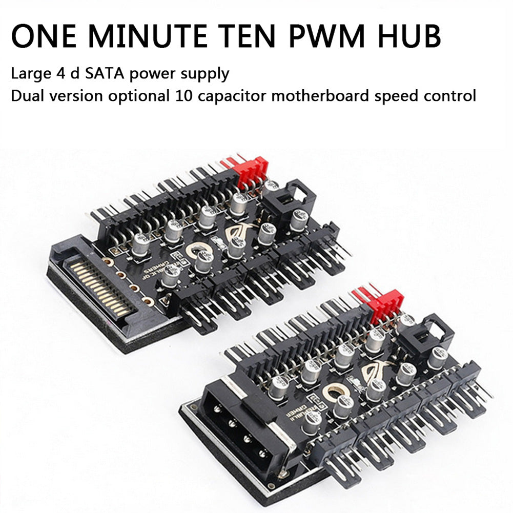 PC 1 to 10 4Pin PWM Cooling Fans HUB SATA Power / Large 4D Port Cooler Splitter Extension Adapter - SATA Powered