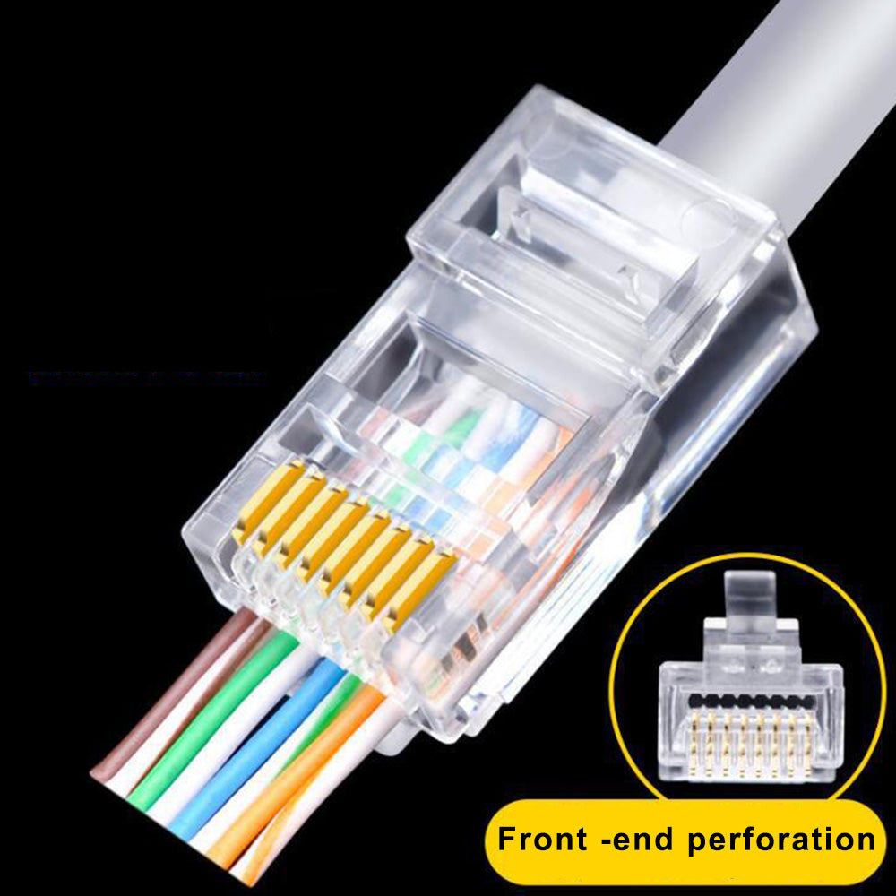 Uniqkart 100PCS RJ45 8P8C Cat6 Ends Cat 6 Crystal Connectors Heads Ethernet Cable Crimp Unshielded Pure Copper Gold-Plated Network Plugs