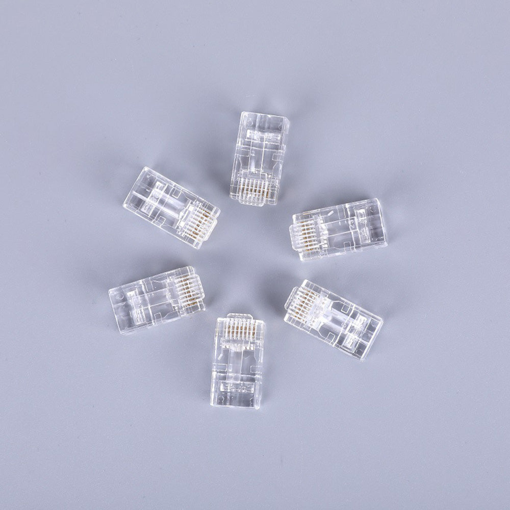 Uniqkart 100PCS RJ45 8P8C Cat6 Ends Cat 6 Crystal Connectors Heads Ethernet Cable Crimp Unshielded Pure Copper Gold-Plated Network Plugs