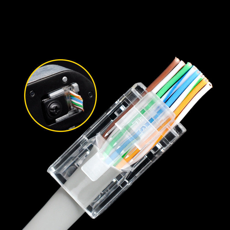 100PCS RJ45 Ethernet Cable 8P8C Cat5 Ends Crystal Connectors Heads Crimp Unshielded Cat 5 Network Line End Clips Plugs