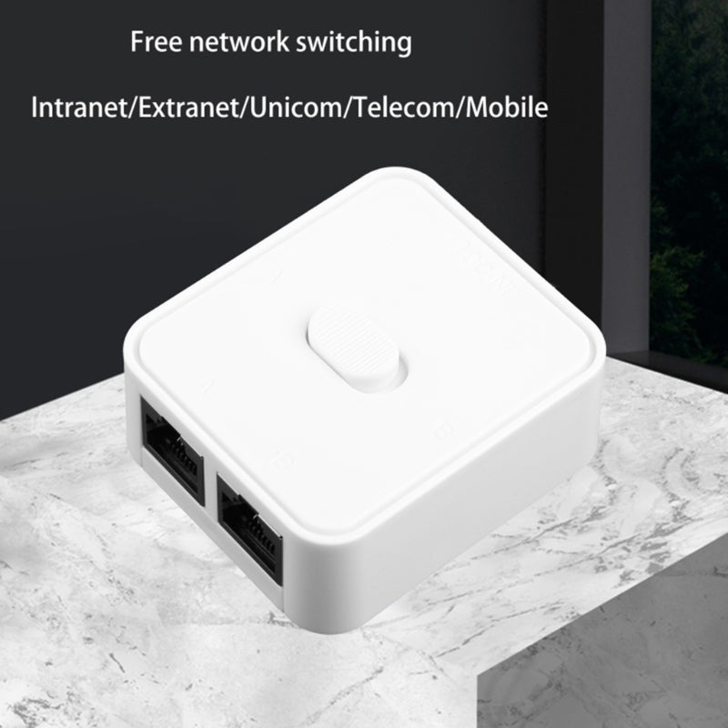 2-Port RJ45 Network Switcher Gigabit Network Splitter Power-Free Internal / External Network Switch Adapter - White