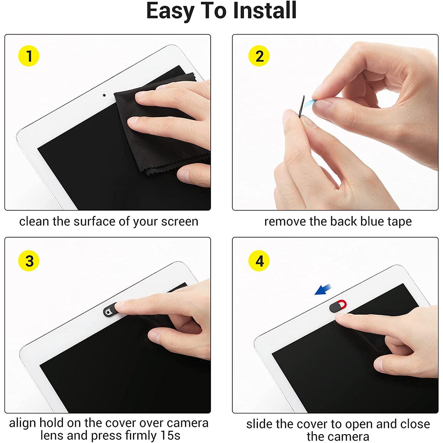 3Pcs Webcam Cover Slide Privacy Security Ultra-Thin Laptop Camera Cover Slide for Phone / Tablet / PC - White / Red