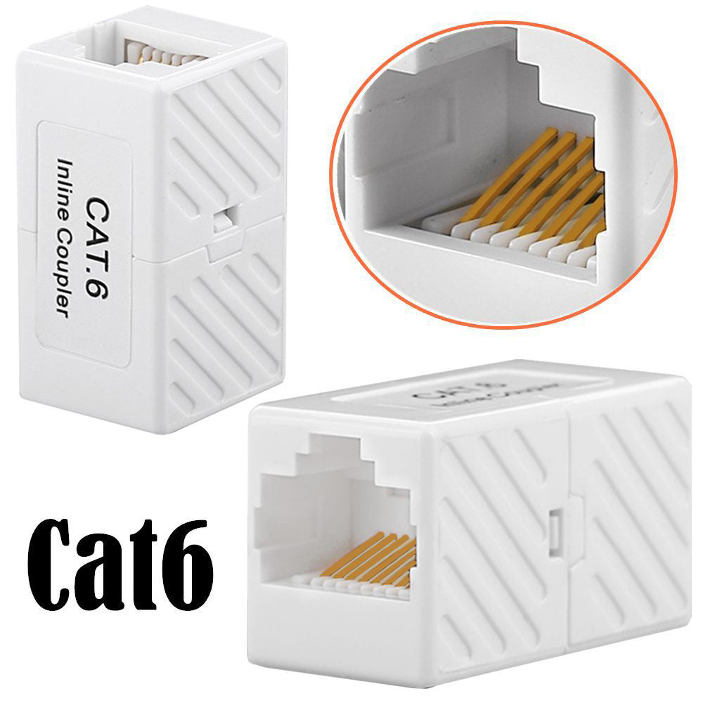 Uniqkart 2Pcs Cat6 Cat5e Cat5 Ethernet Cable Extender Adapter RJ45 Female to Female In Line Coupler