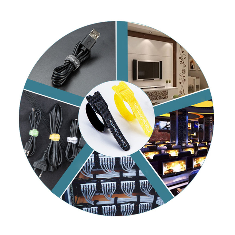 Cablecreation ct0004 30PCS 15CM + 30PCS 22CM Cord Organization Nylon Straps Data Cable Ties Magic Tapes