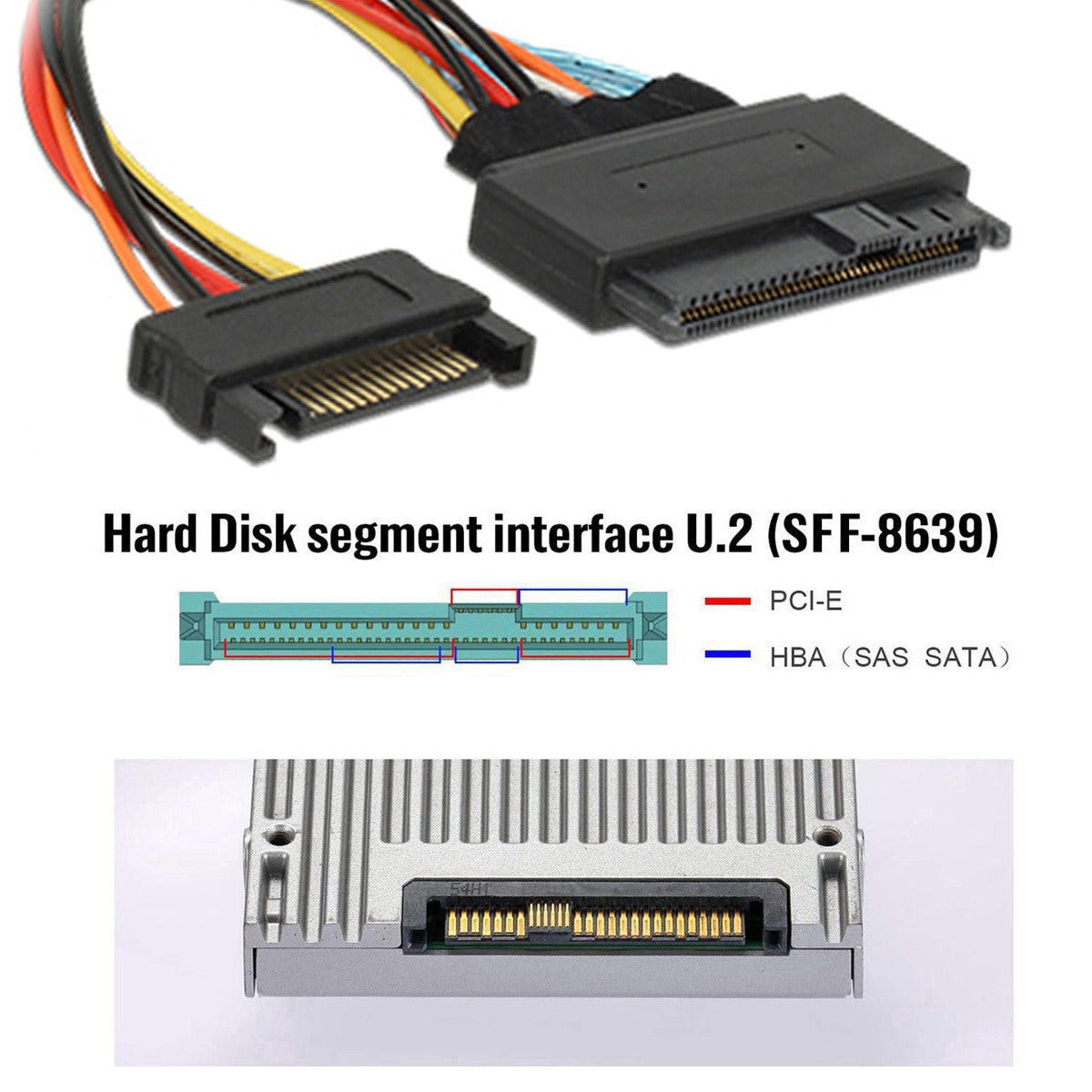 SF-053-0.5M 50cm OCuLink PCIe PCI-Express SFF-8611 8x 8-Lane to Dual SFF-8639 U.2 4x SSD Data Active Cable