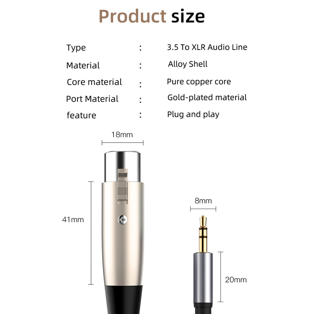 1.5m 3.5mm Jack to XLR 3 Pin Male to Female Audio Cable for Microphone Speakers Sound Consoles Amplifier XLR Cable Connector