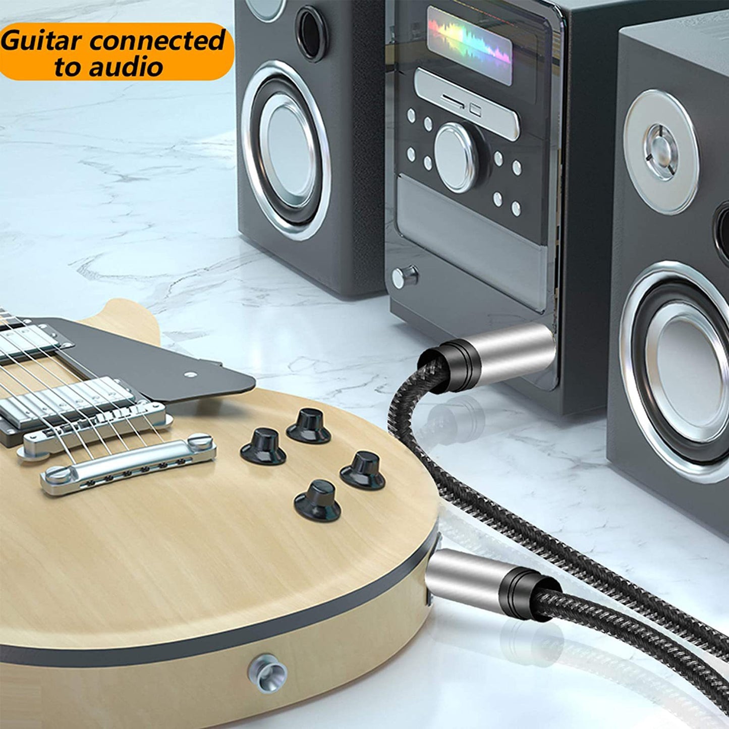1.8m Nylon Braided 6.35mm Instrument Cable 6.35mm Male to Male Mono Audio Cable 1 / 4inch TS Cable with Zinc Alloy Housing