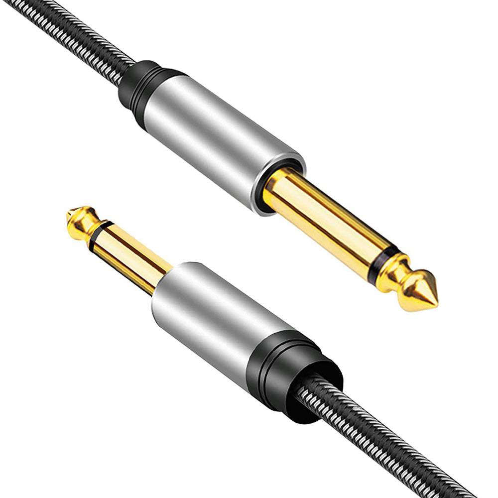 1.8m Nylon Braided 6.35mm Instrument Cable 6.35mm Male to Male Mono Audio Cable 1 / 4inch TS Cable with Zinc Alloy Housing