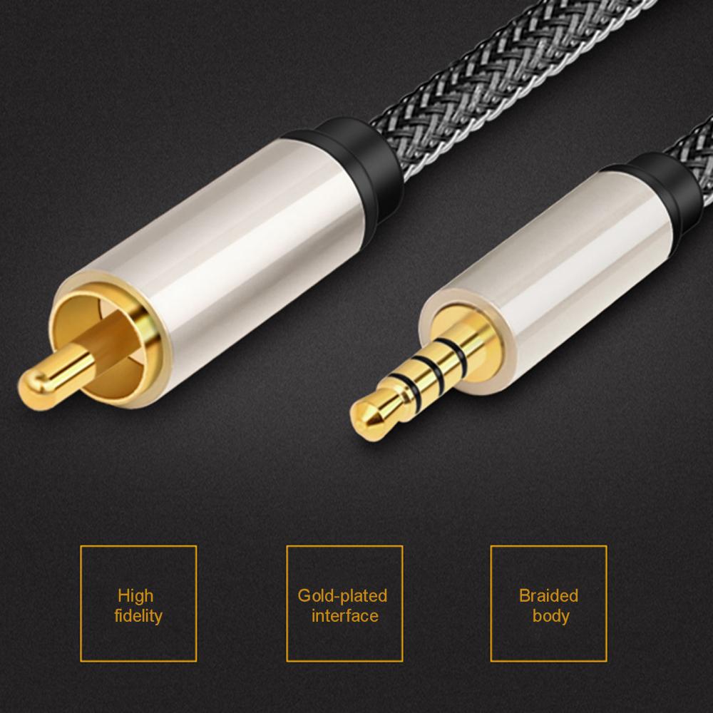 2m TV Speaker Audio Cable 3.5mm AUX to RCA Adapter Cord Braided Gold-plated RCA Audio Line for TCL Mi TV