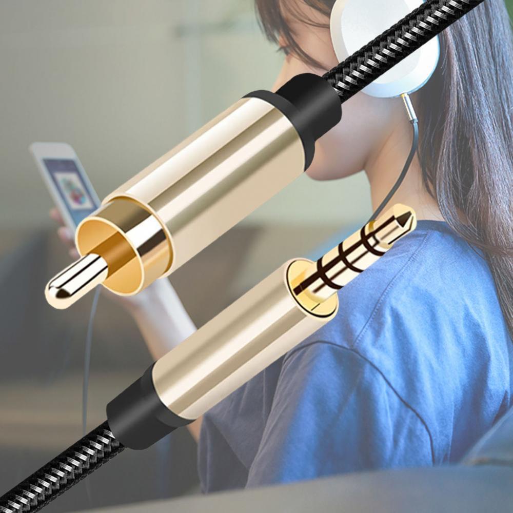 3m Super Long 3.5mm AUX to RCA Cable Adapter Braided Design RCA Audio Pure Copper Wire for Laptop, Television, Sound Amplifier