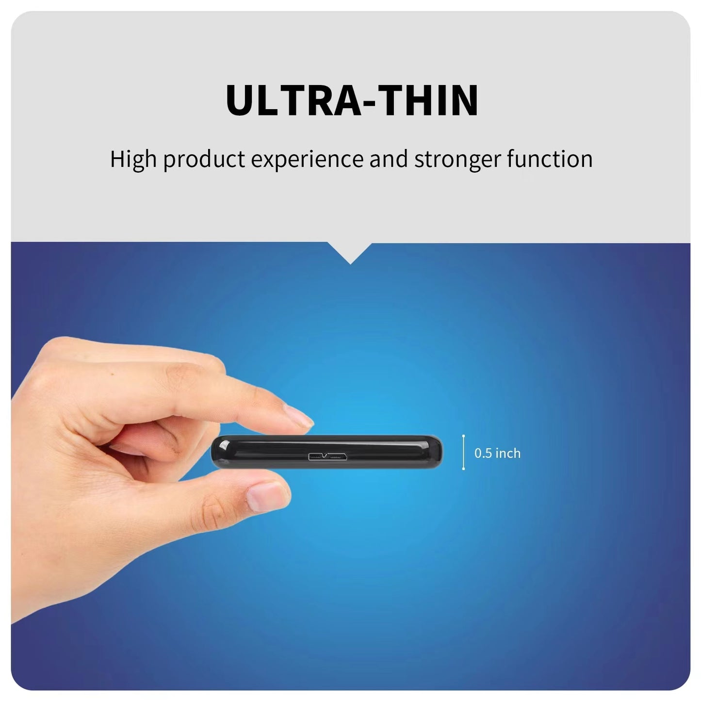 IVAHCO 1TB 2.5" HDD External Case USB3.0 Hard Disk Enclosure Matte Hard Drive Box with Data Cable - Blue