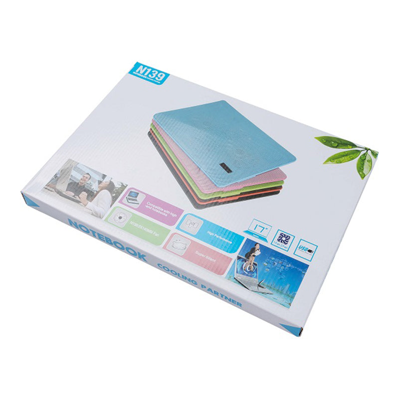 N139 Height Adjustable Laptop Cooling Stand Desktop Notebook Dual Fan Cooler Pad with LED Light