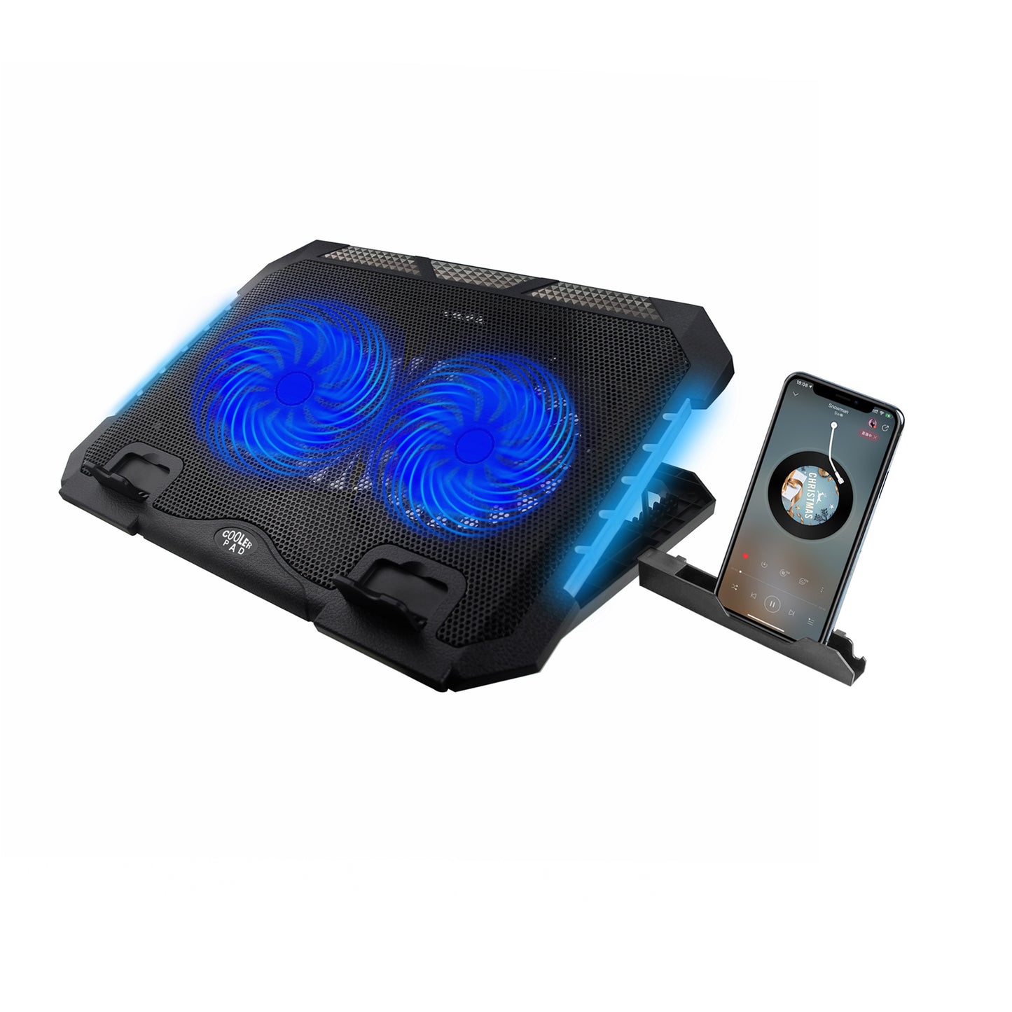 S900 Dual Fan Laptop Cooling Stand 7-Gear Height RGB Light Notebook Fan Cooler with Phone Stand