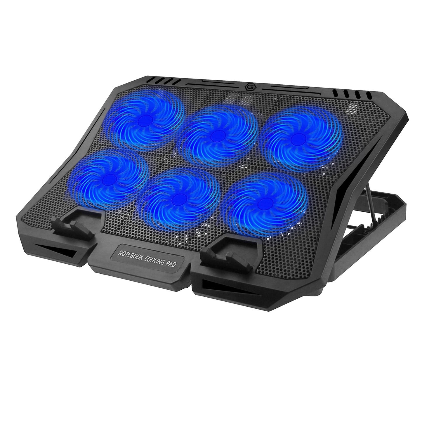 X6B 7-Gear Height 6-Fan Laptop Cooling Stand Adjustable Wind Speed Notebook Cooler - Blue Light