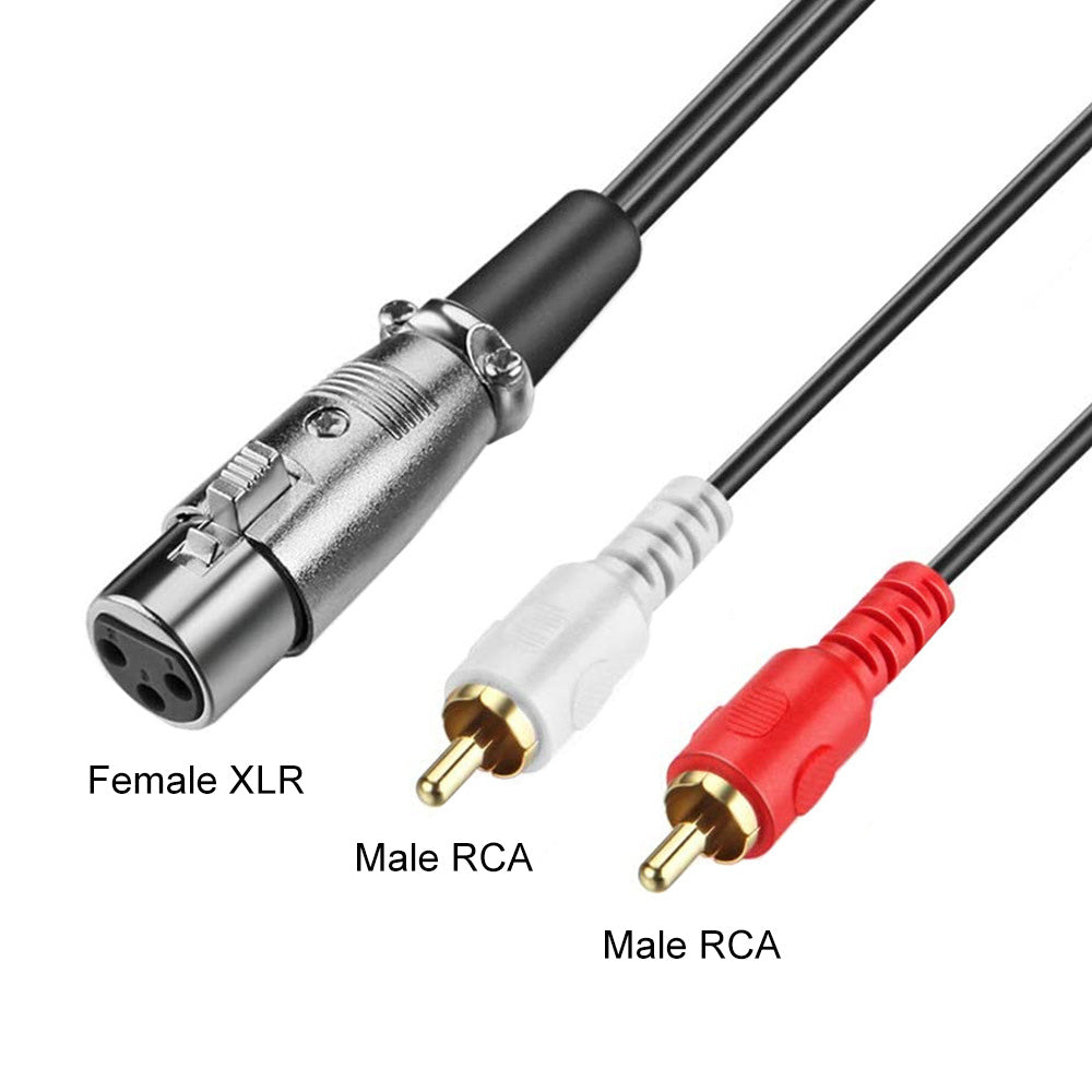 Uniqkart Dual RCA Male Plug to XLR Female Cable Y-Splitter Stereo Adapter Line Audio Breakout Cord, 1.5m