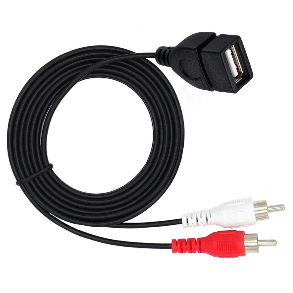 Uniqkart 1.5m USB 2.0 to 2 RCA Female to Male Video AV Converter Camcorder Audio Splitter Cable