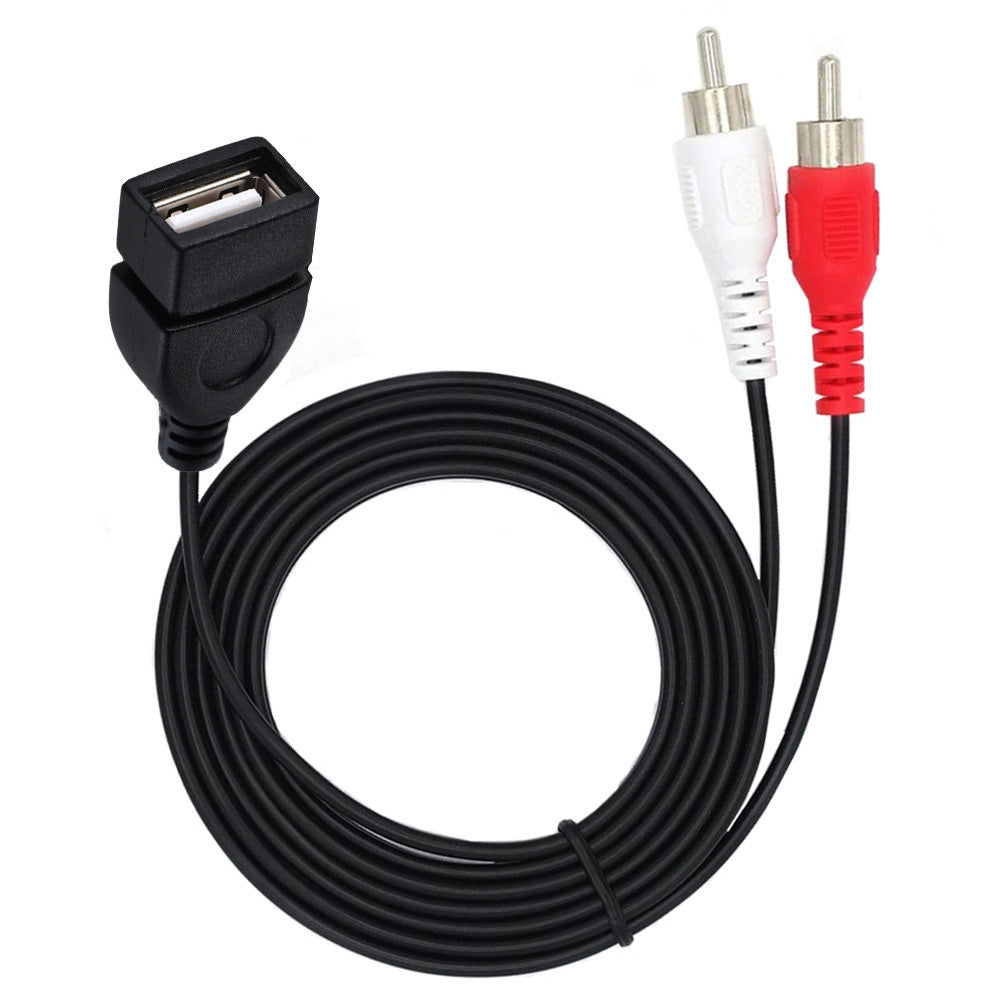 Uniqkart 1.5m USB 2.0 to 2 RCA Female to Male Video AV Converter Camcorder Audio Splitter Cable