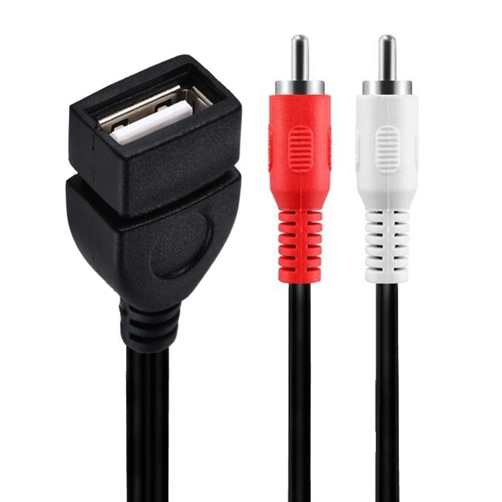 Uniqkart 1.5m USB 2.0 to 2 RCA Female to Male Video AV Converter Camcorder Audio Splitter Cable