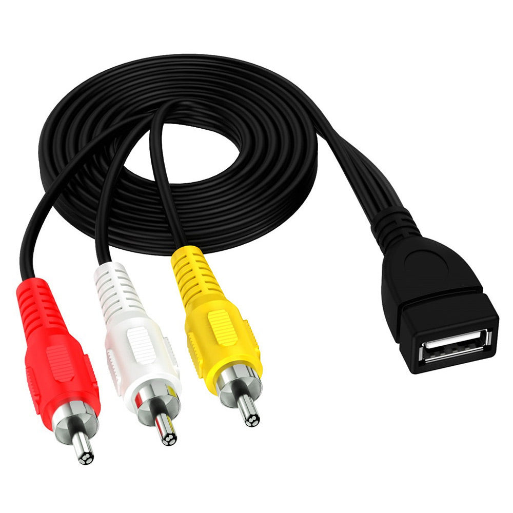 Uniqkart 1.5m USB to 3 RCA Female to Male Splitter Cable Audio Video AV Composite Adapter Cord