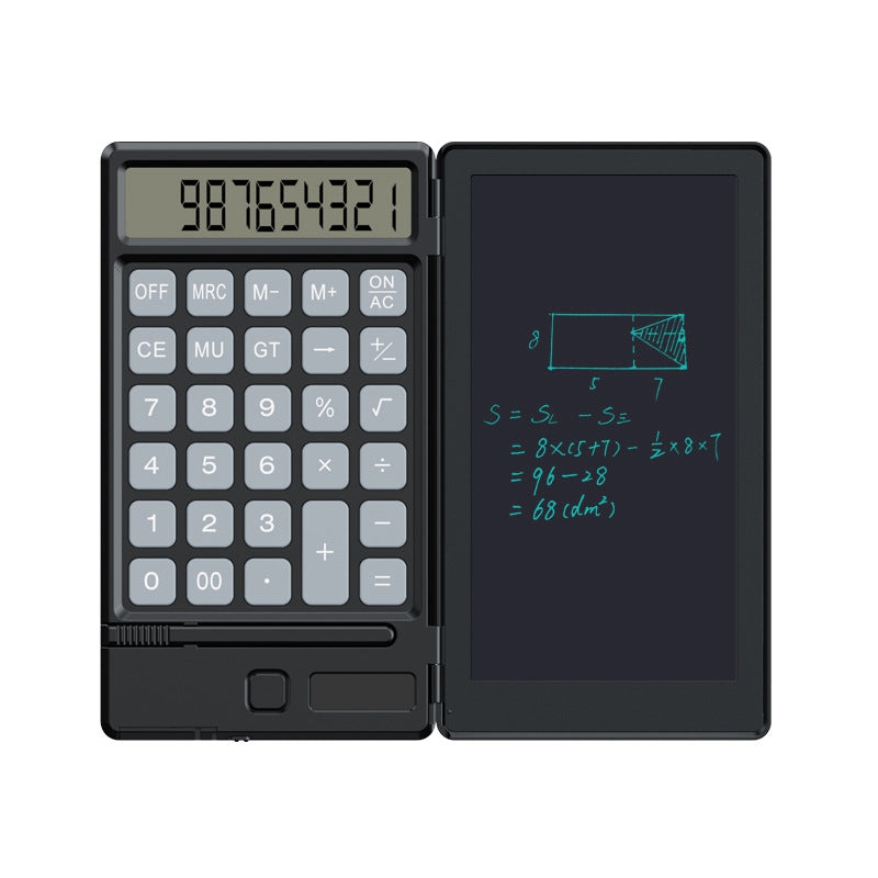12-Digit Solar Powered Mini Calculators with 6.5inch Screen Handwriting Paper Drawing Tablet for Office, School, Business