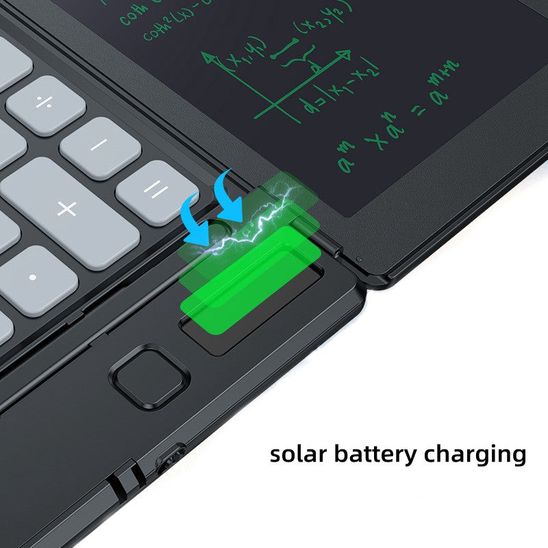 12-Digit Solar Powered Mini Calculators with 6.5inch Screen Handwriting Paper Drawing Tablet for Office, School, Business