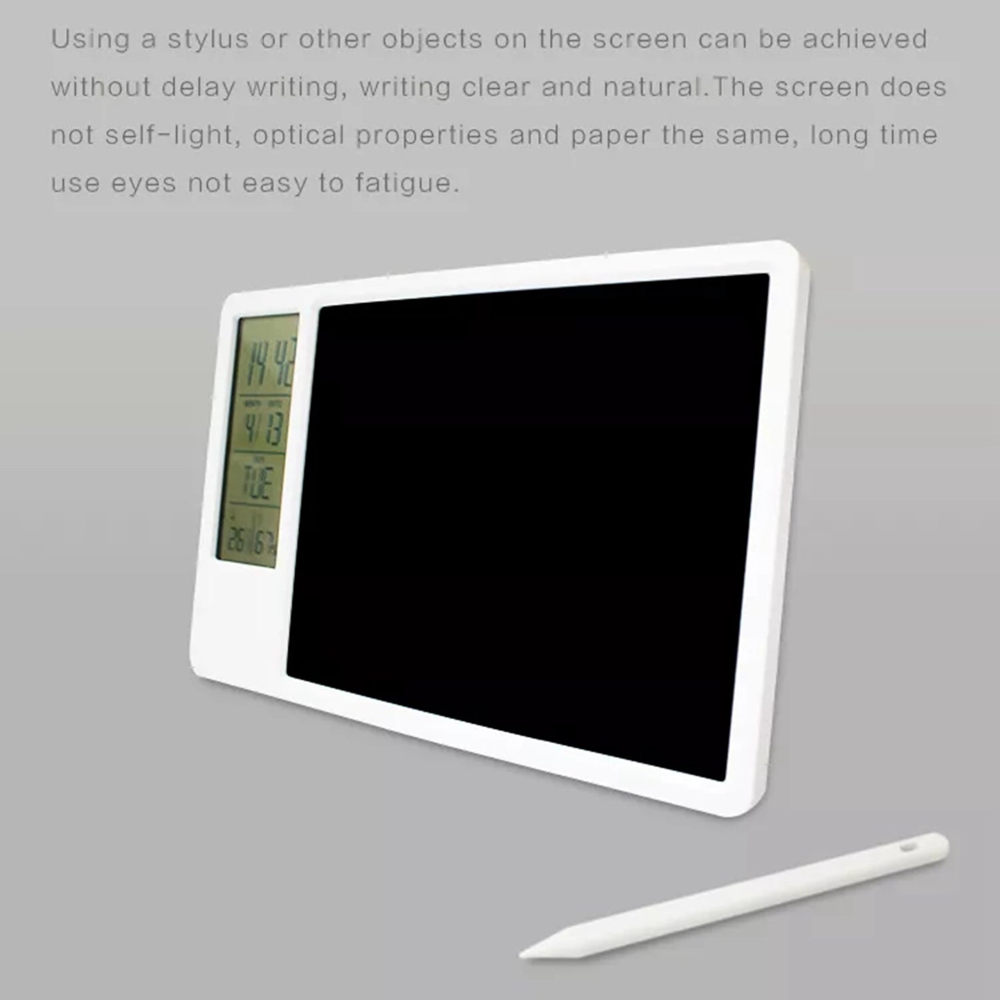 10-Inch LCD Writing Tablet Doodle Board Electronic Desktop Calendar Clock Reminder Office Memo Board with Week / Date / Year / Humidity / Temperature Display Function