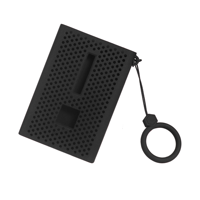 For Samsung T7 Portable Hard Drive Soft Silicone Protective Cover Anti-drop Sleeve Case with Ring Strap - Black