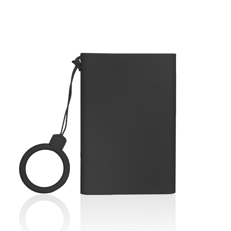 For Samsung T7 Portable Hard Drive Soft Silicone Protective Cover Anti-drop Sleeve Case with Ring Strap - Black