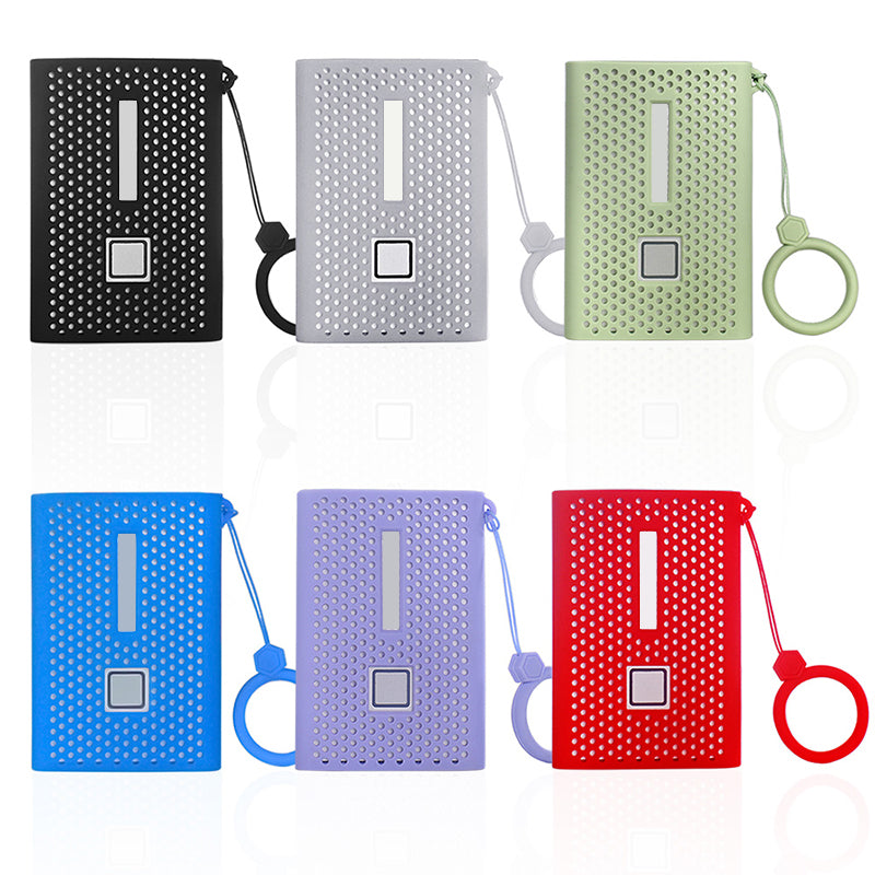For Samsung T7 Portable Hard Drive Soft Silicone Protective Cover Anti-drop Sleeve Case with Ring Strap - Black