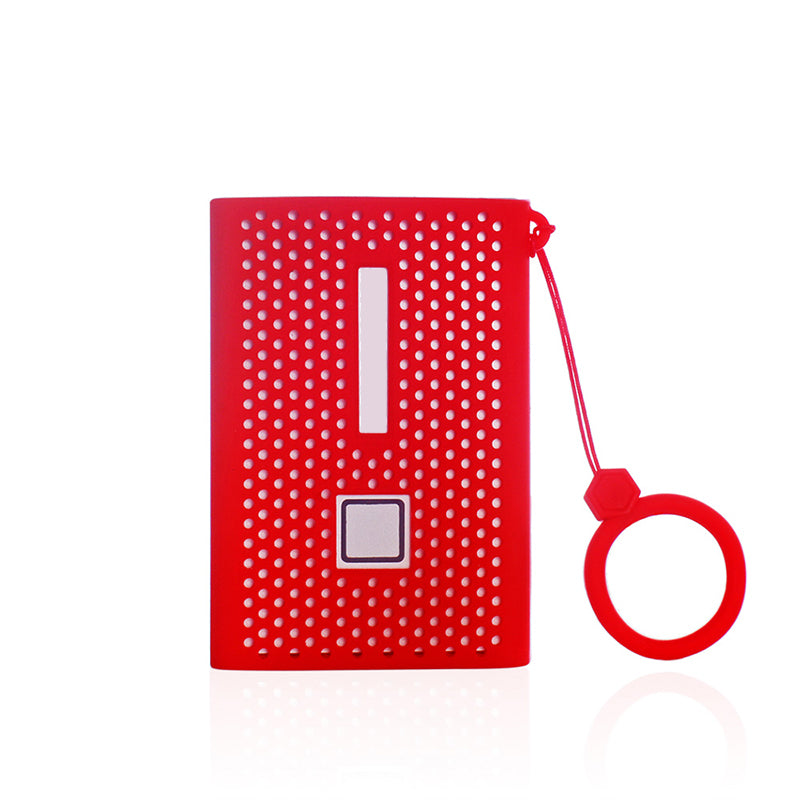 For Samsung T7 Portable Hard Drive Soft Silicone Protective Cover Anti-drop Sleeve Case with Ring Strap - Red