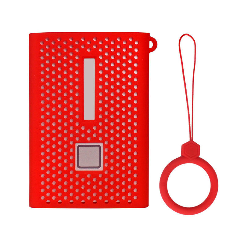 For Samsung T7 Portable Hard Drive Soft Silicone Protective Cover Anti-drop Sleeve Case with Ring Strap - Red