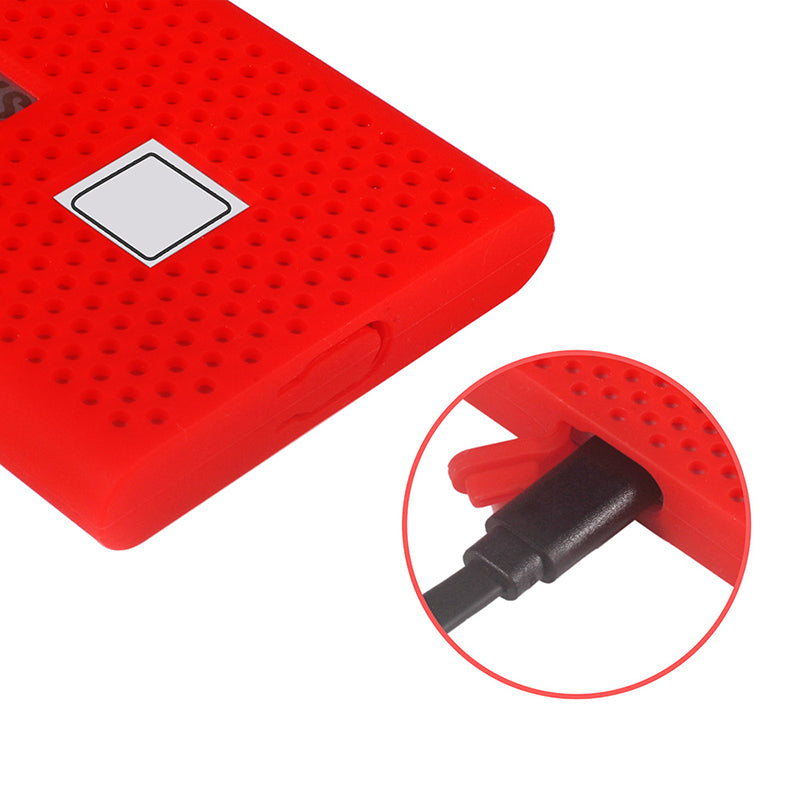 For Samsung T7 Portable Hard Drive Soft Silicone Protective Cover Anti-drop Sleeve Case with Ring Strap - Red