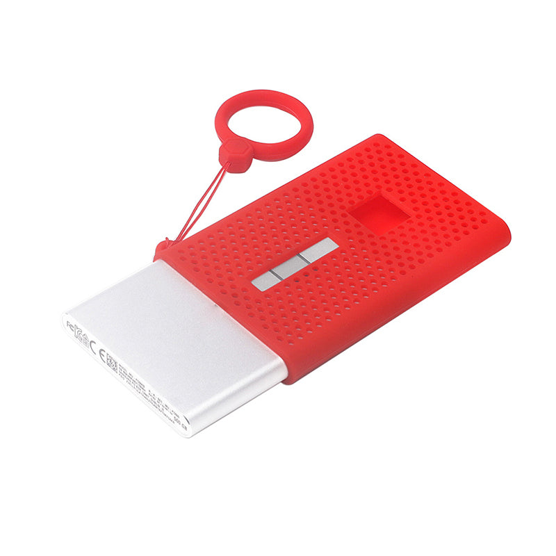 For Samsung T7 Portable Hard Drive Soft Silicone Protective Cover Anti-drop Sleeve Case with Ring Strap - Red