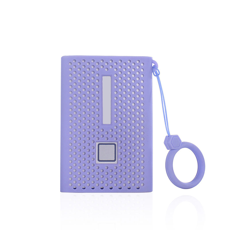 For Samsung T7 Portable Hard Drive Soft Silicone Protective Cover Anti-drop Sleeve Case with Ring Strap - Purple