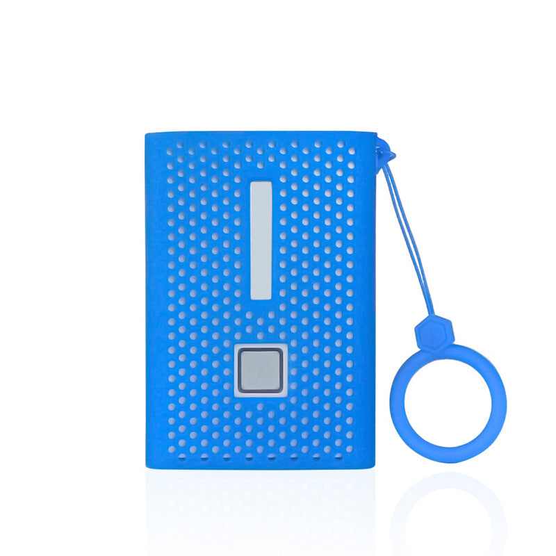 For Samsung T7 Portable Hard Drive Soft Silicone Protective Cover Anti-drop Sleeve Case with Ring Strap - Blue