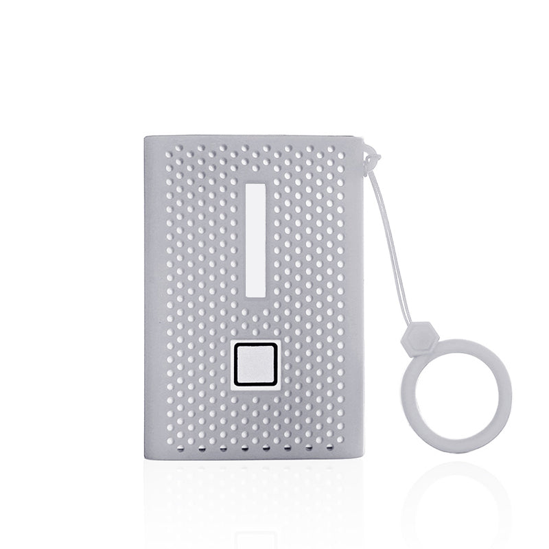 For Samsung T7 Portable Hard Drive Soft Silicone Protective Cover Anti-drop Sleeve Case with Ring Strap - Grey