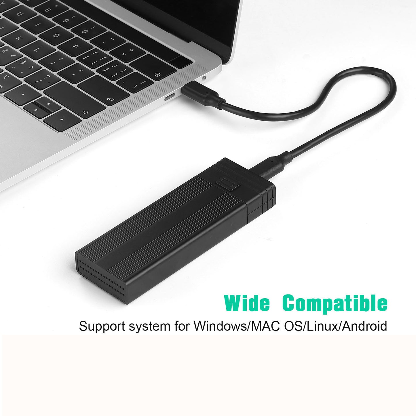 USB Hub M.2 Solid State Drive Enclosure Computer Laptop External Hard Disk Case for Mac OS/Linux/Windows/Android - Black