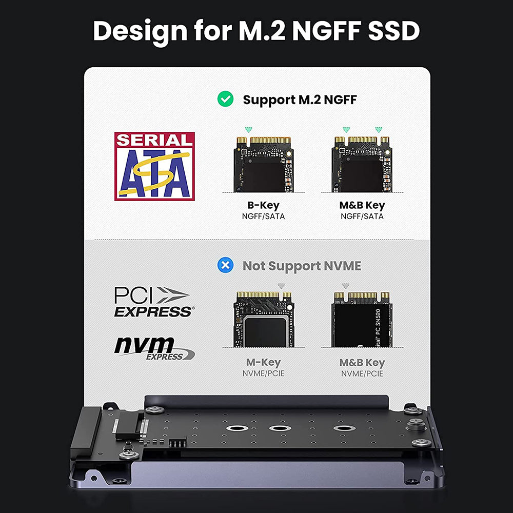 UGREEN 80338 M.2 to 2.5" SATA NGFF SSD Drives Connector Converter Hard Drive Enclosures